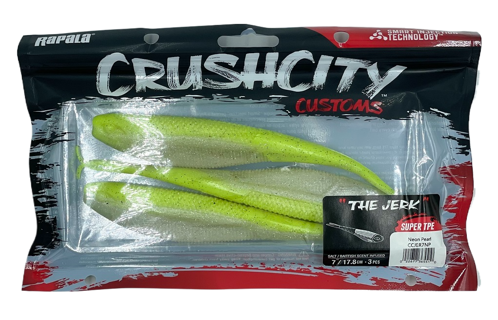 Rapala Crush City 7&quot; The Jerk Soft Plastic Lure [cl:neon Pearl]