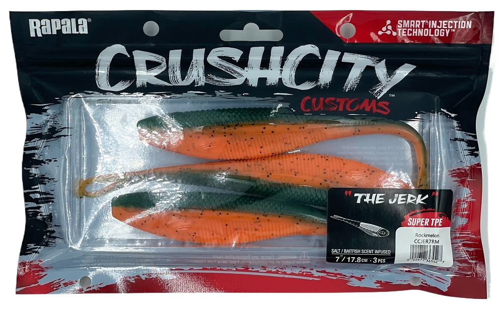 Rapala Crush City 7&quot; The Jerk Soft Plastic Lure [cl:rockmelon]