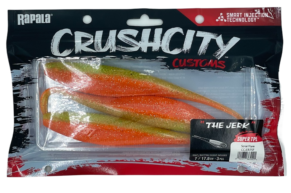 Rapala Crush City 7&quot; The Jerk Soft Plastic Lure [cl:solar Flare]