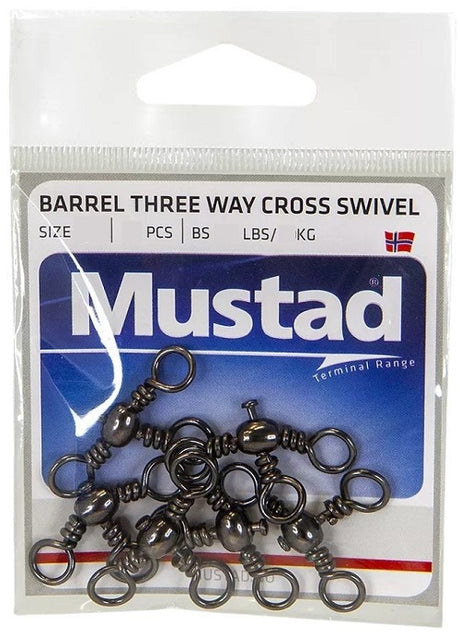 Mustad 3 Way Barrel Swivel [sz:1 - 77lb - 10pk]