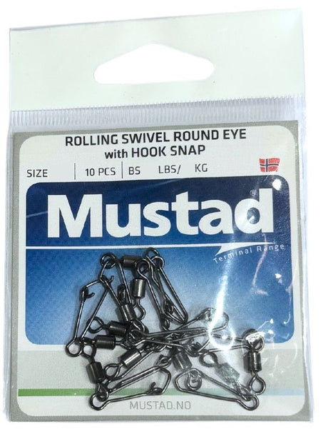 Mustad Rolling Snap Swivel [sz:10 - 55lb - 10pk]