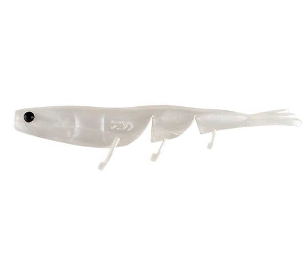 Daiwa Baitjunkie 5&quot; Prawn Soft Plastic Lure [cl:white Pearl]