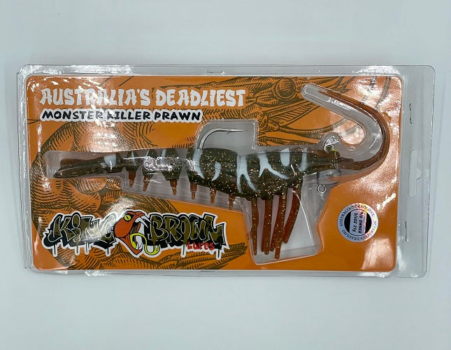 King Brown Lures Monster Killer Prawn Pre-rigged 9/0 3/4oz 8&quot; Soft Plastic Lure [cl:deadly]