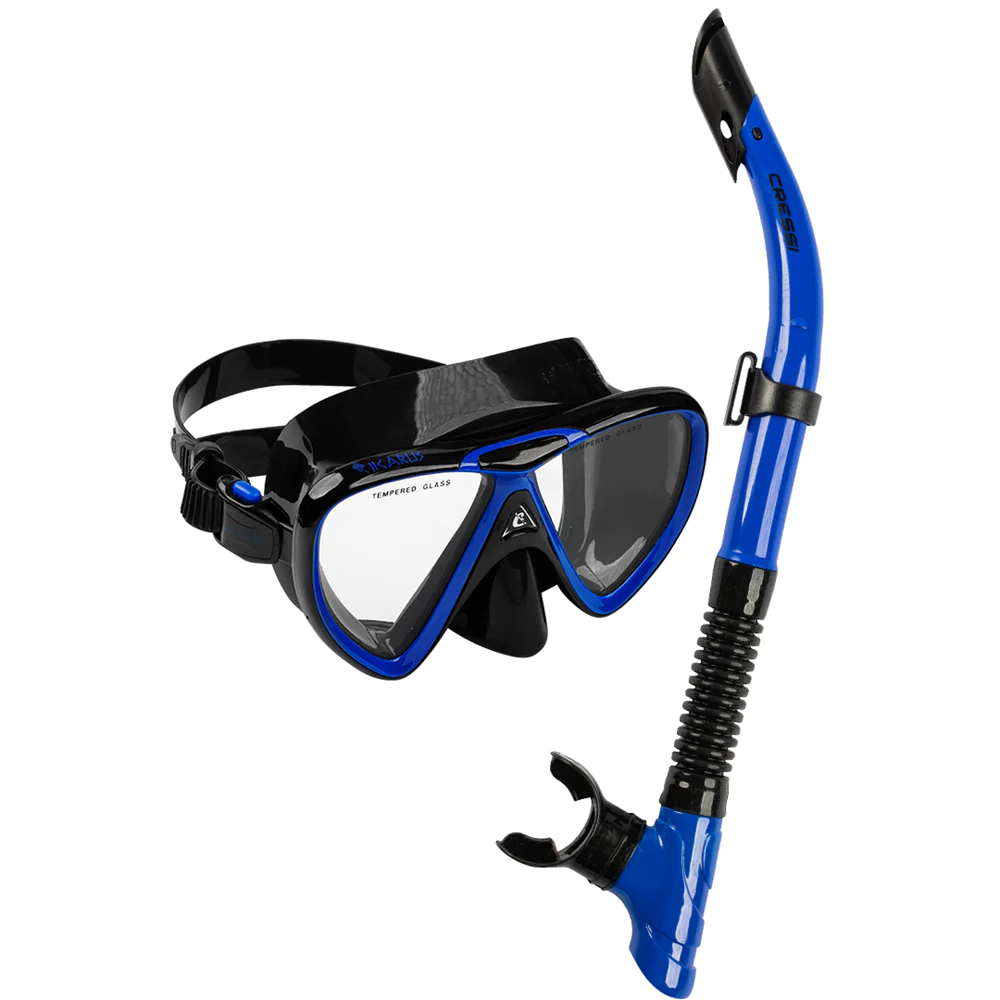 Cressi Ikarus X-hale Mask And Snorkel Black Blue &gt;