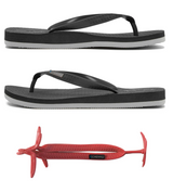 Boomerangz Regular Mens Thongs Black & Grey + (red Straps) [cl:10/11]