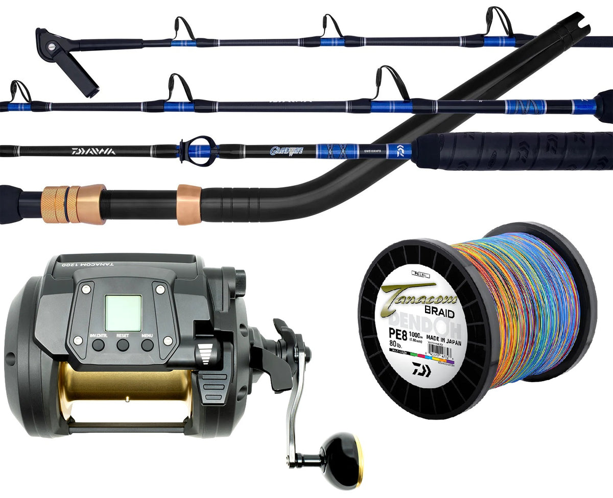 Daiwa Electric Combo Tanacom 1200 Grandwave Dendoh 511hfd Pre-spooled Tanacom Braid 80lb 1000m