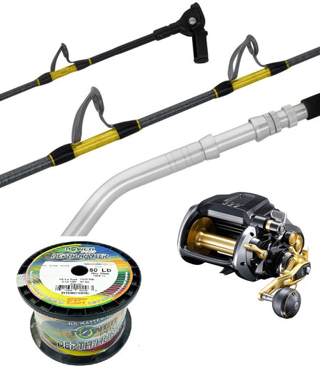 Shimano Electric Combo Beastmaster Md12000 Status Elite B/b 6'6" Pe 6-10 Pre-spooled Power Pro Braid 80lb 1050m