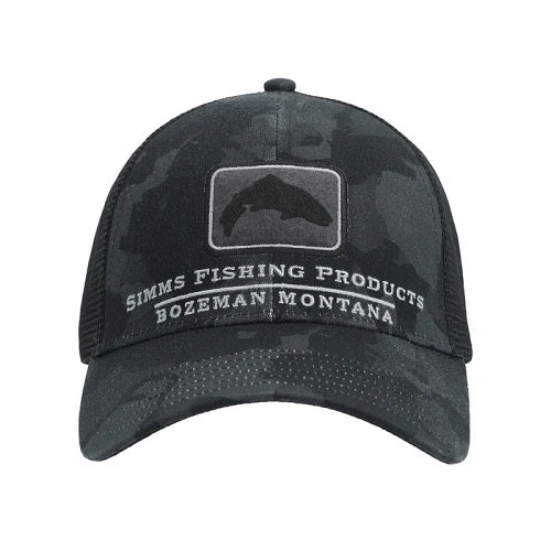 Simms Cap Trucker Trout Icon Regiment Camo Carbon