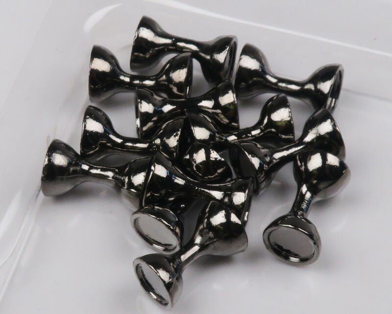 Hareline Flat End Tungsten Eyes Black 12pk Meduim