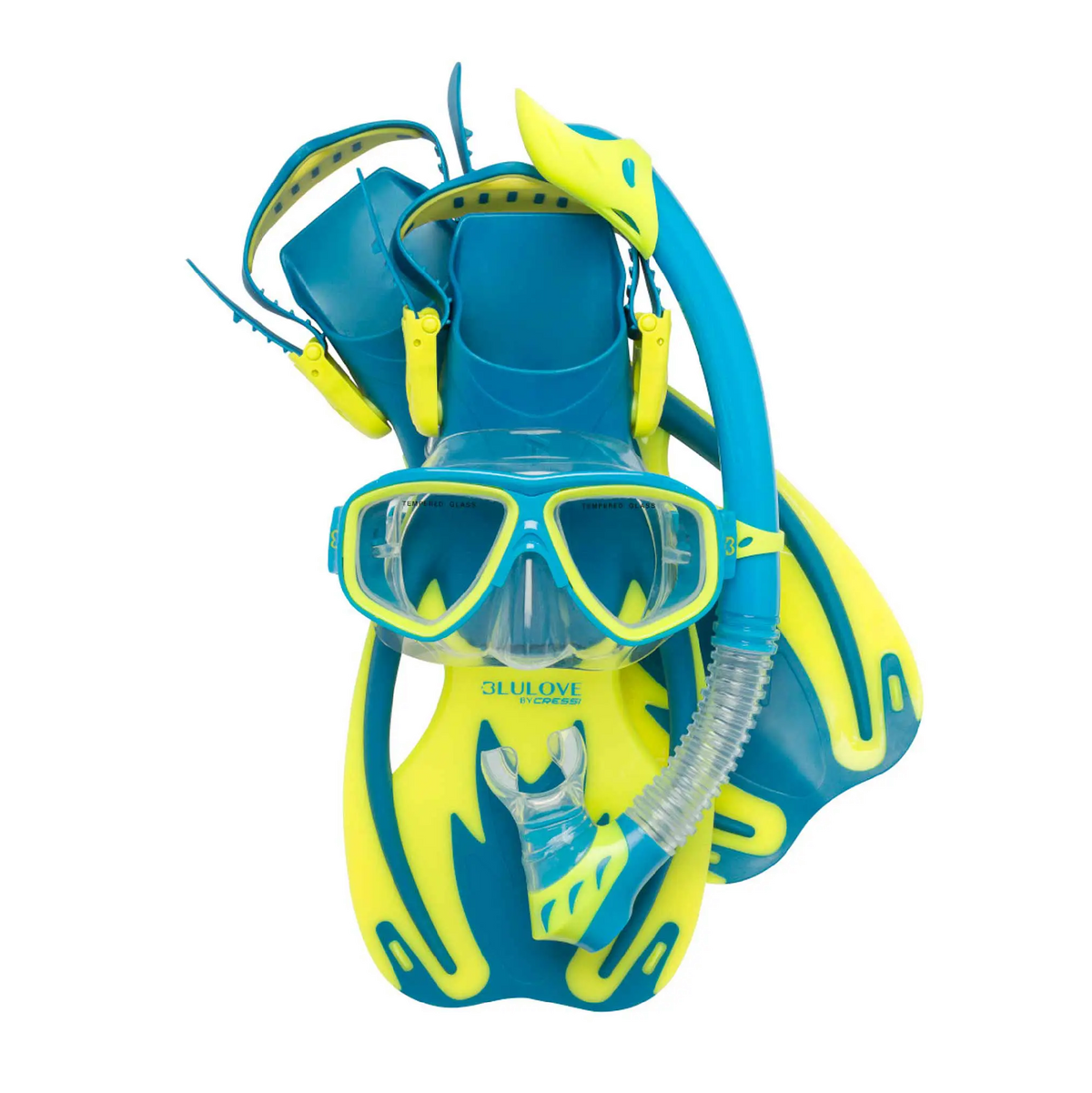 Cressi Rocks Junior Mask Snorkel Fin Set Blue Lime &gt;