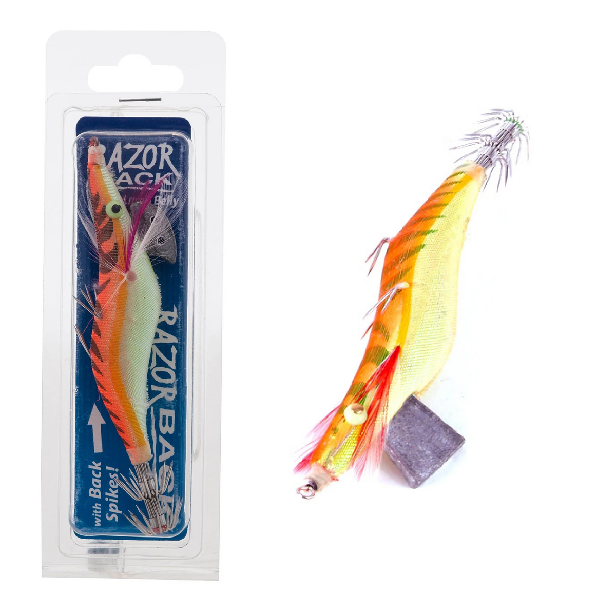 Jarvis Walker Razorback Lumo Belly 3.0 Squid Jig Lure [cl:orange]