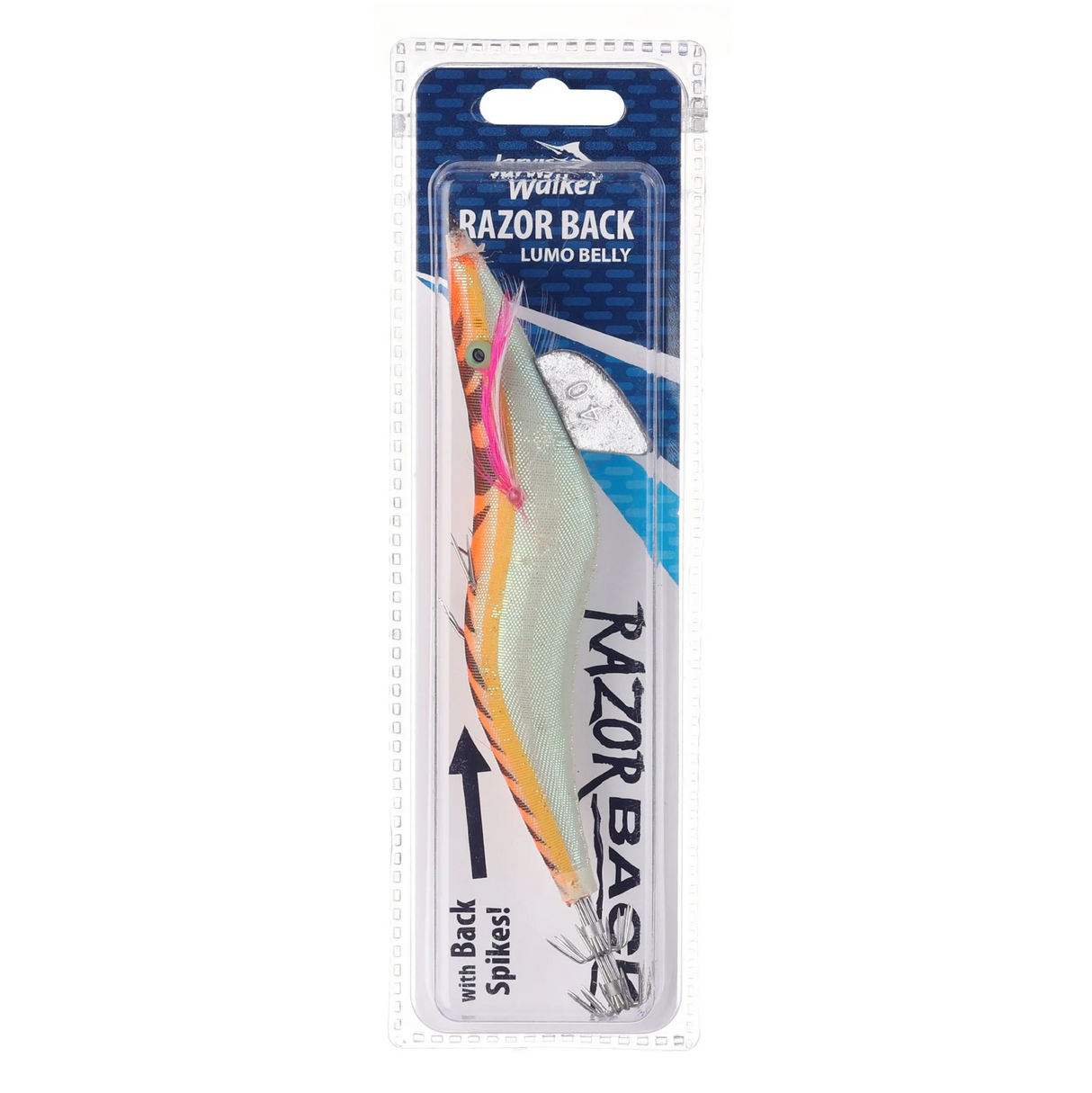 Jarvis Walker Razorback Lumo Belly 4.0 Squid Jig Lure [cl:orange]