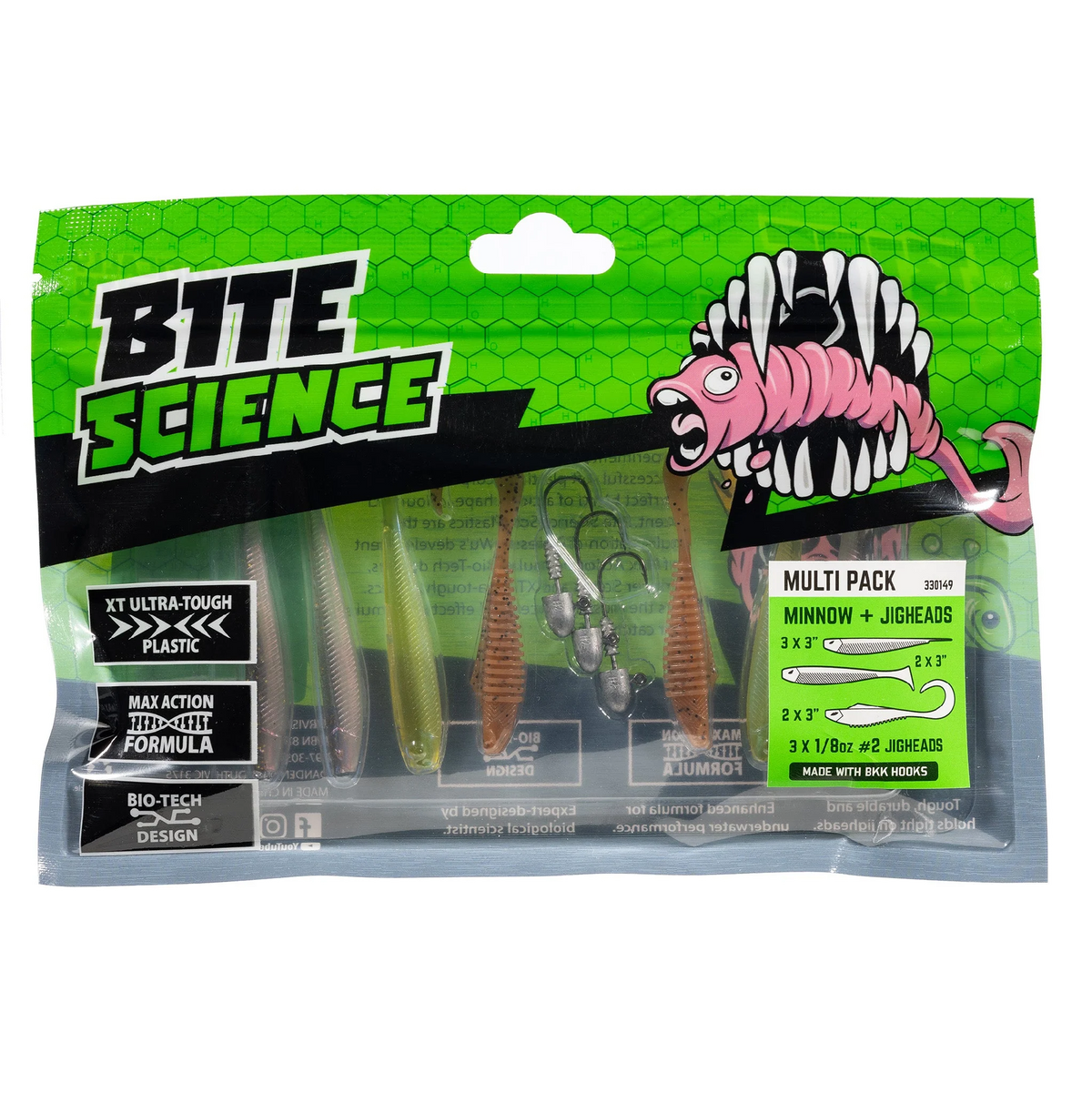 Bite Science Multi Pack Minnow Soft Plastic Lures &amp; Jigheads