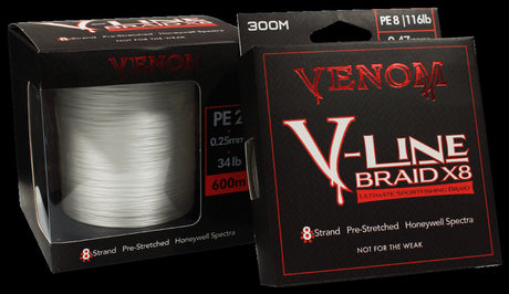 Venom V-line X8 Braided Fishing Line White 300m [sz:pe2 / 34lb]