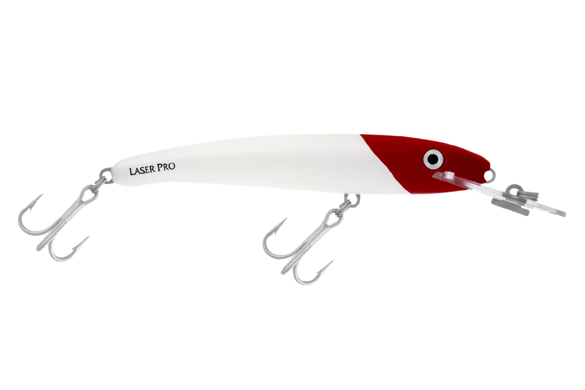 Halco Laser Pro 120mm 20g Shallow Diver Hard Body Lure [cl:white Redhead]