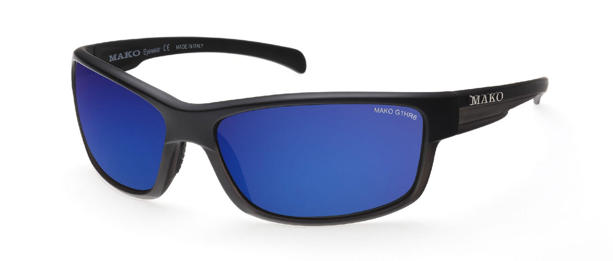 Mako Shadow Polarised Sunglasses G1hr6 (brown Lens Blue Mirror Matt Black) 