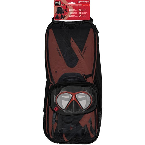 Ocean Pro Esperance Mask, Snorkel And Fins Set Red [sz:s-m(4.5-8.5)]