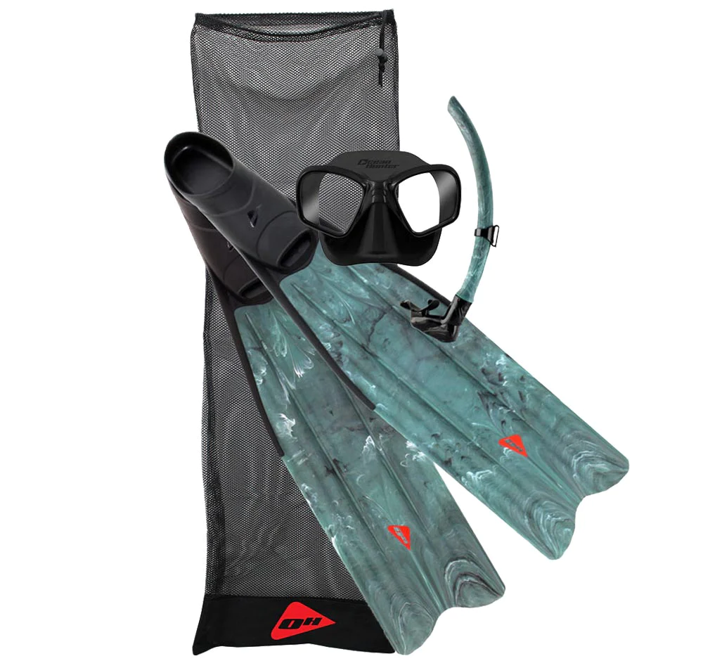 Ocean Hunter Pelagic Mask, Snorkel And Fins Set Green >