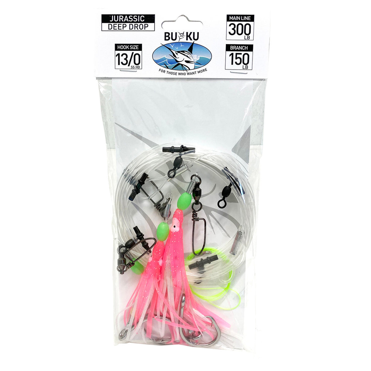 Buku Jurrasic Deep Drop Pre-made Rigs 300lb-150lb [sz:13/0 - Pink]