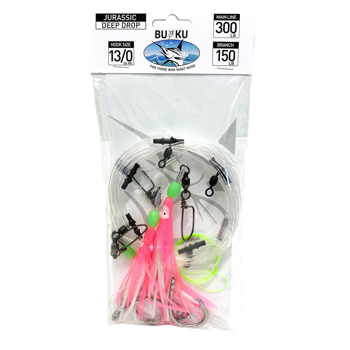 Buku Jurrasic Deep Drop Pre-made Rigs 300lb-150lb [sz:13/0 - Pink]