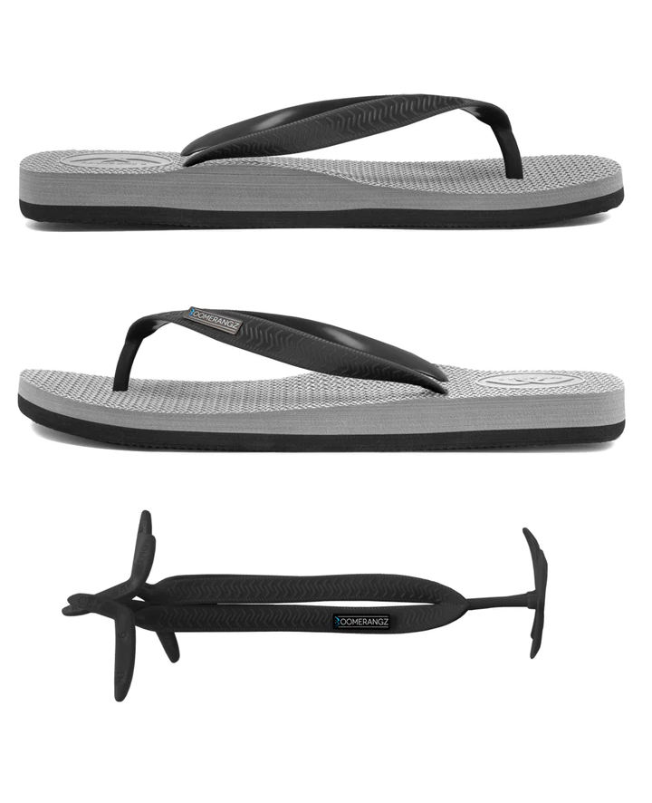 Boomerangz Regular Mens Thongs Grey/black + (black Straps) [sz:10/11]