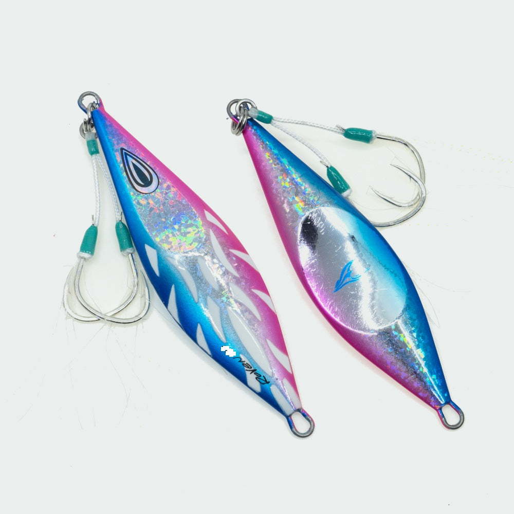 Oceans Legacy Roven 120g Rigged Jig Lure [cl:blue Pink Silver]